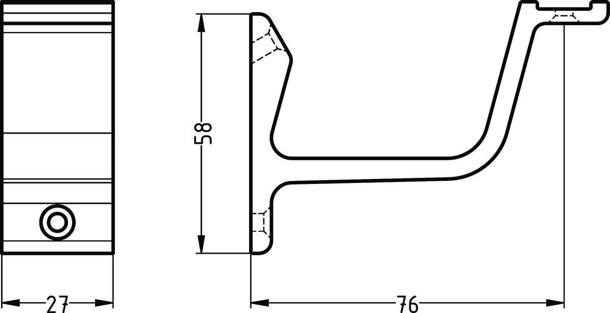 Handlaufträger 3550 von HERMETA – Aluminium, gerade Auflage, Wandabstand 76 mm, DIN 18040