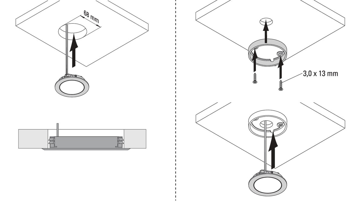 L&S LED Einbauleuchte Chip Warmweiß 12 V 4 W Einlass-Ø 58 mm Edelstahloptik
