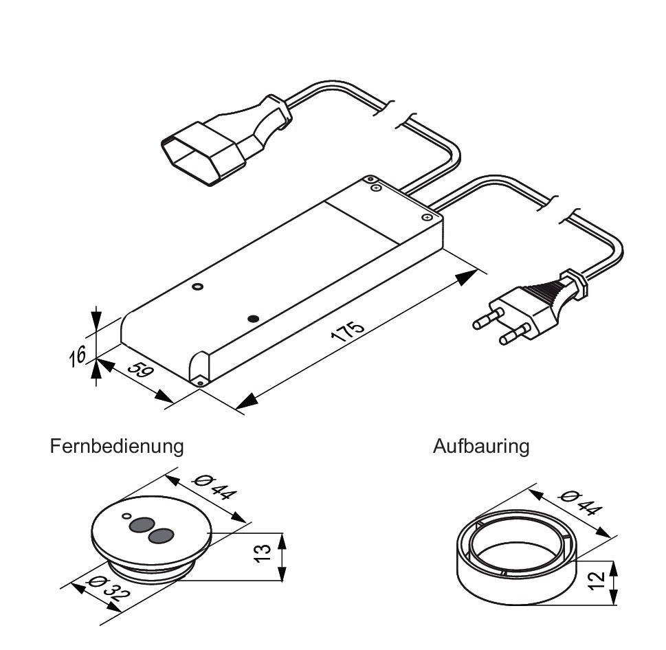L&S HV-Funkschalterset 230 V 575 W weiß – Funkfernbedienung für Möbelbeleuchtung