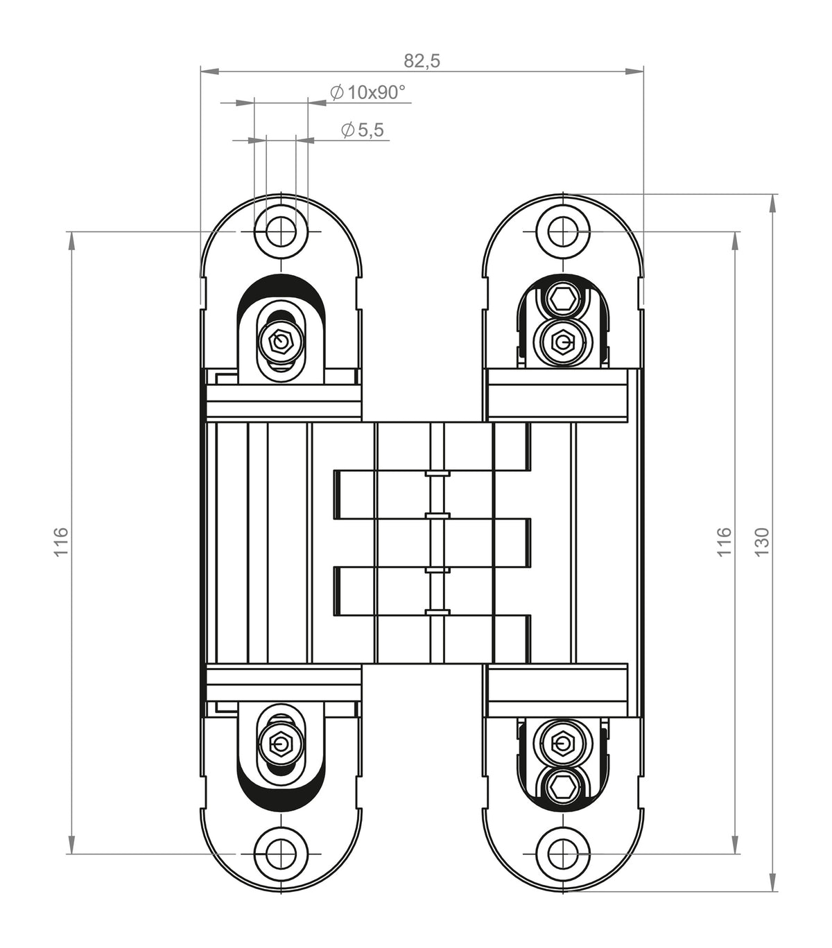 BSW Verdecktliegendes Objektband Hide 3D130-80, 80 kg, 180°, vernickelt glänzend