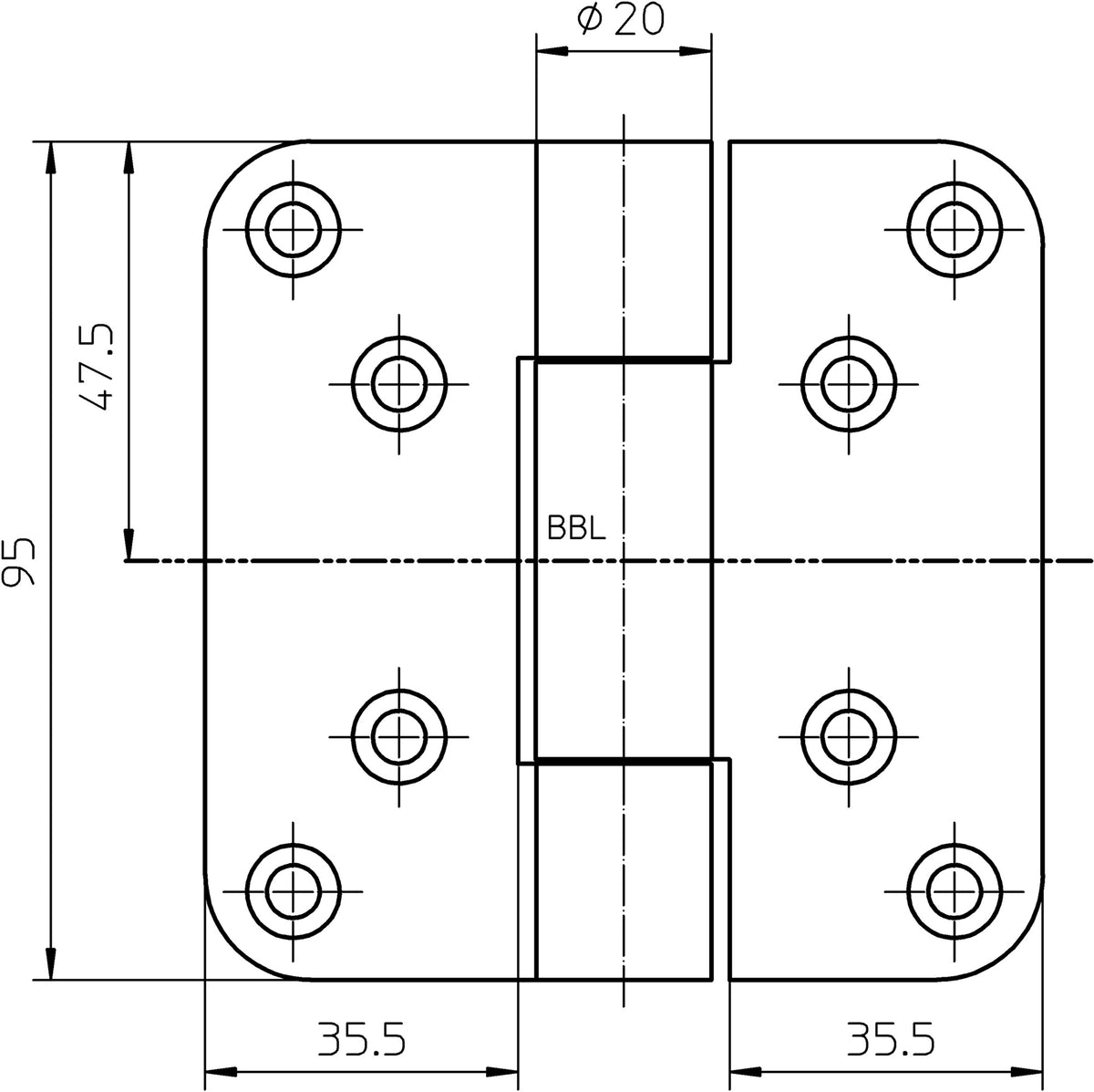 SIMONSWERK Objektband VARIANT VN 2929/100 – 100 kg, 20 mm, DIN L/R, matt vernickelt