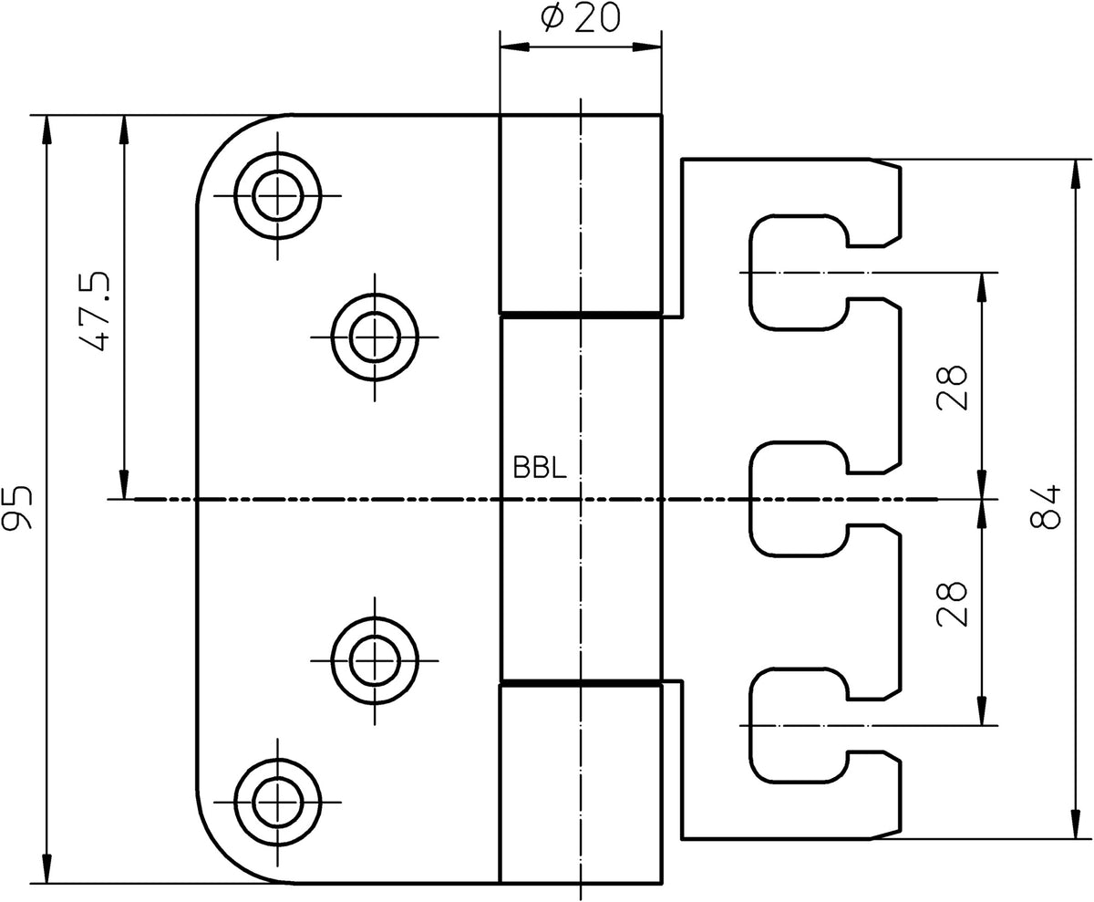 SIMONSWERK Objektband VARIANT VX 7729/100 verzinkt 100 kg 20 mm DIN L/R für stumpfe Türen