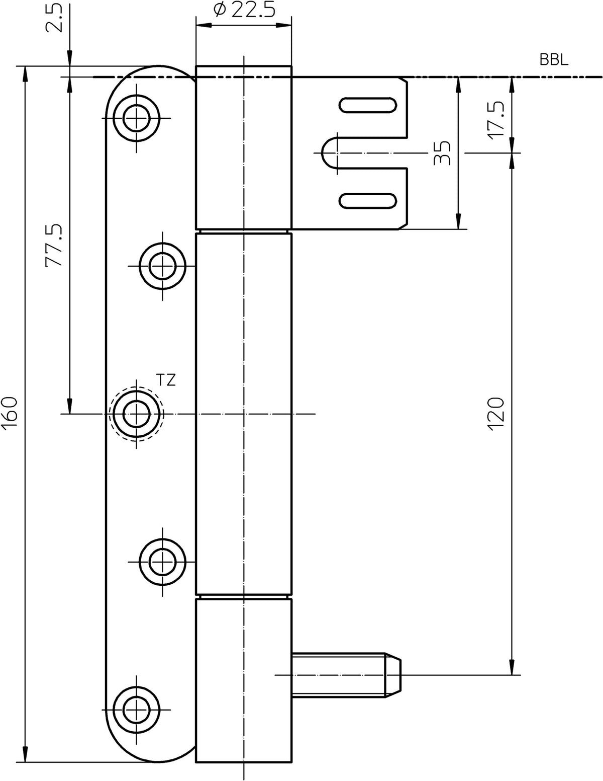 SIMONSWERK Objektband VARIANT VN 8938/160 U Edelstahl matt gebürstet für gefälzte Türen 160 kg