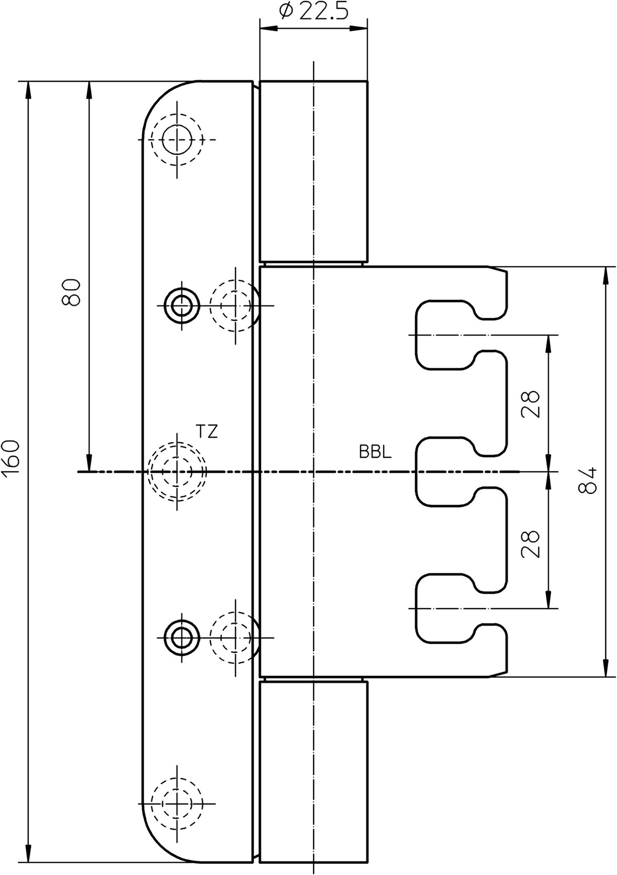 SIMONSWERK Objektband VARIANT VX 7939/160 FD Edelstahl matt 200 kg für gefälzte Türen