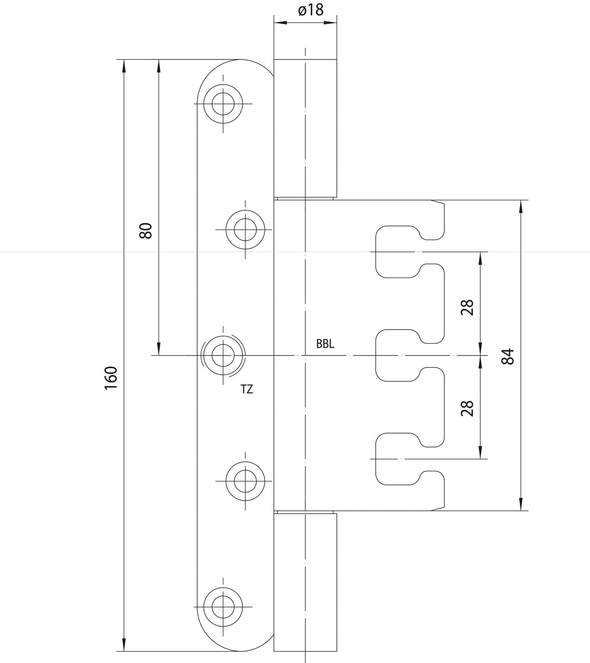 Simonswerk Objektband VARIANT VX 7939 VA – 200 kg, 18 mm, DIN L/R, für gefälzte Türen
