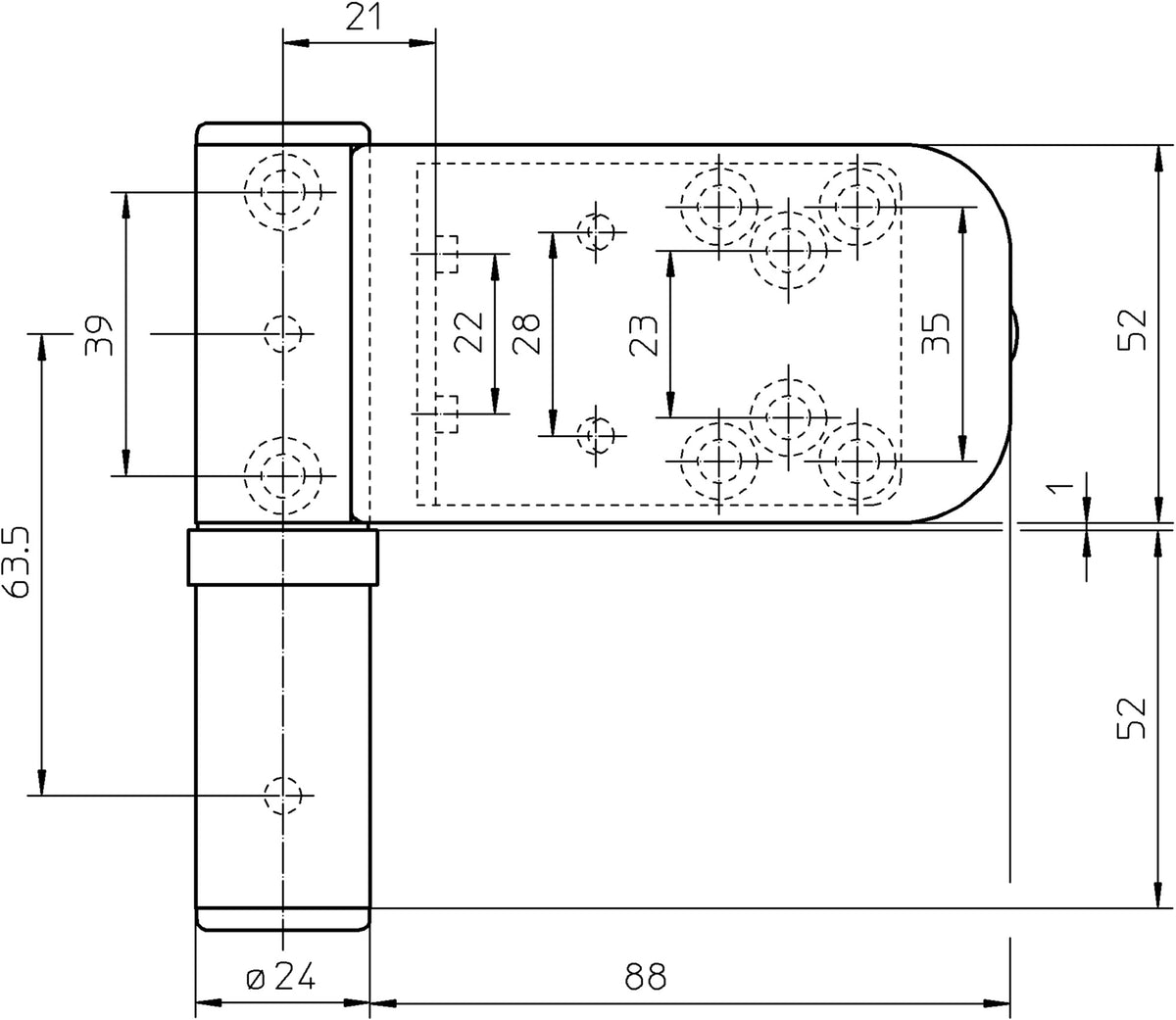 SIMONSWERK Haustürband Siku 3D K 3030 Stahl weiß 120 kg – 3er-Pack mit Stiftsicherung