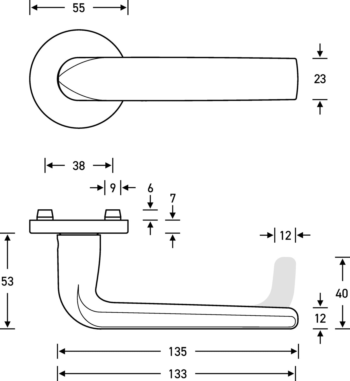 FSB Rosettengarnitur 12 1267 Aluminium DIN L/R mit Knopf – Wechselgarnitur