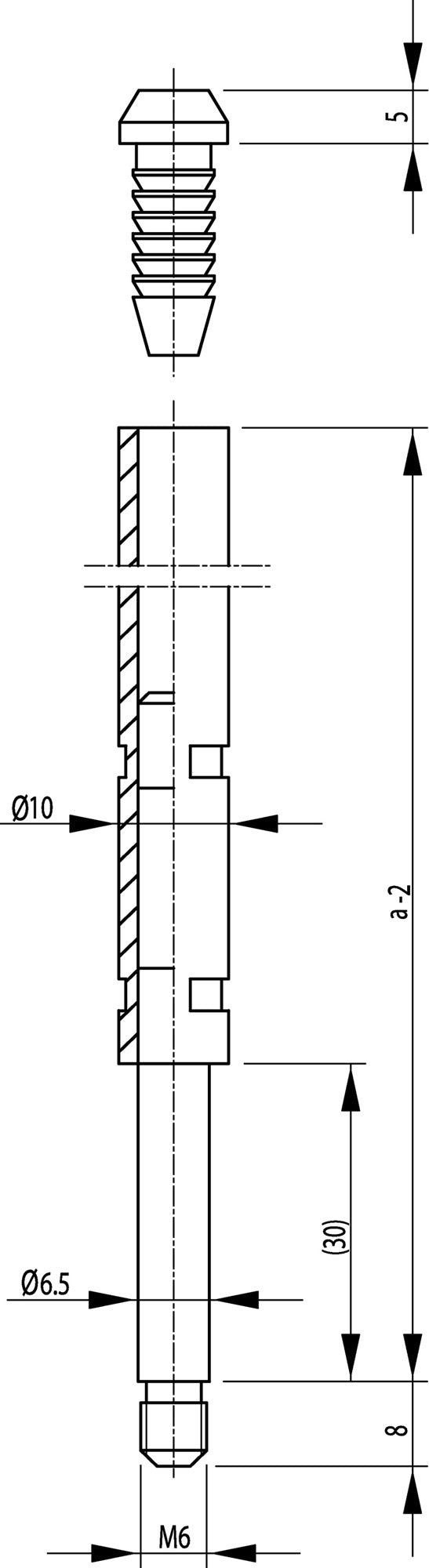 BKS Treibriegelstange 9006 Rohr mit Gleitstopfen 635 mm für Schiebetüren und Tore