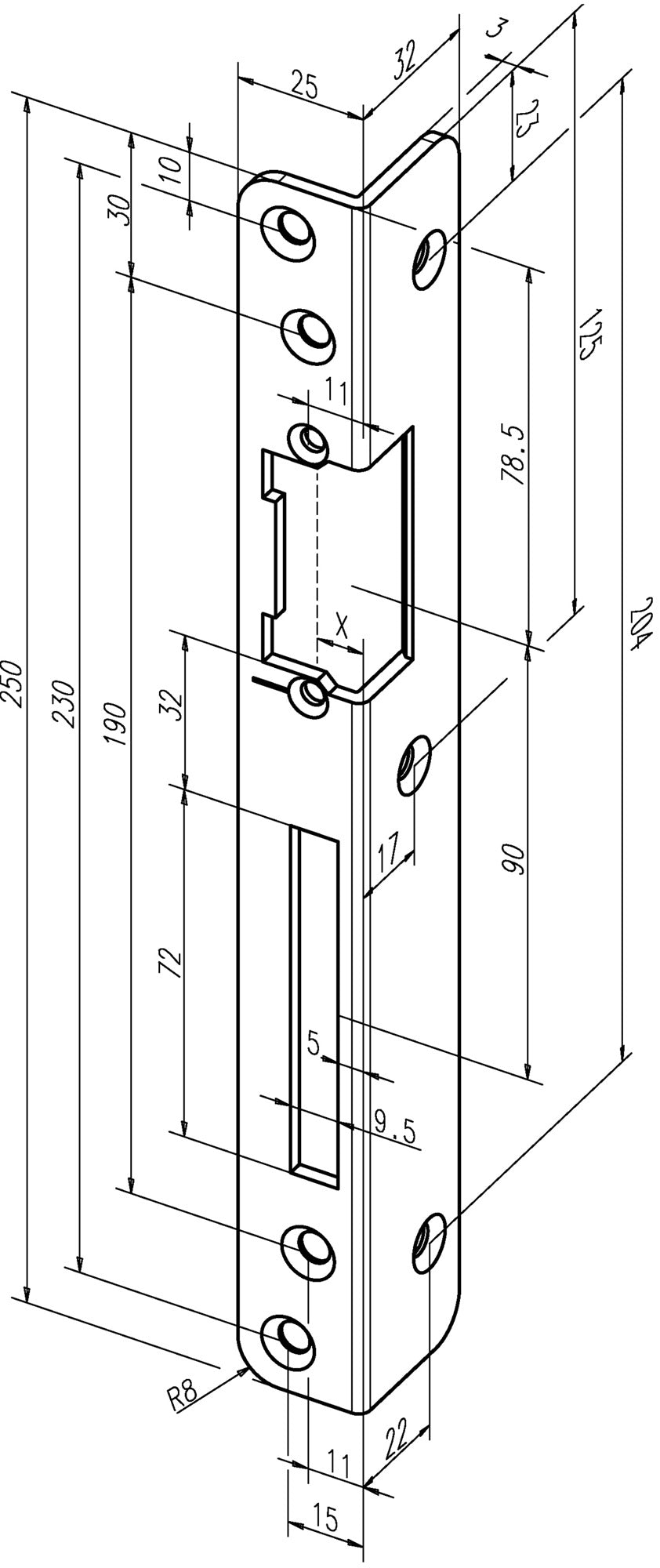 ASSA ABLOY Sicherheitswinkelschließblech 069, 3 mm Edelstahl, DIN links, für E-Öffner