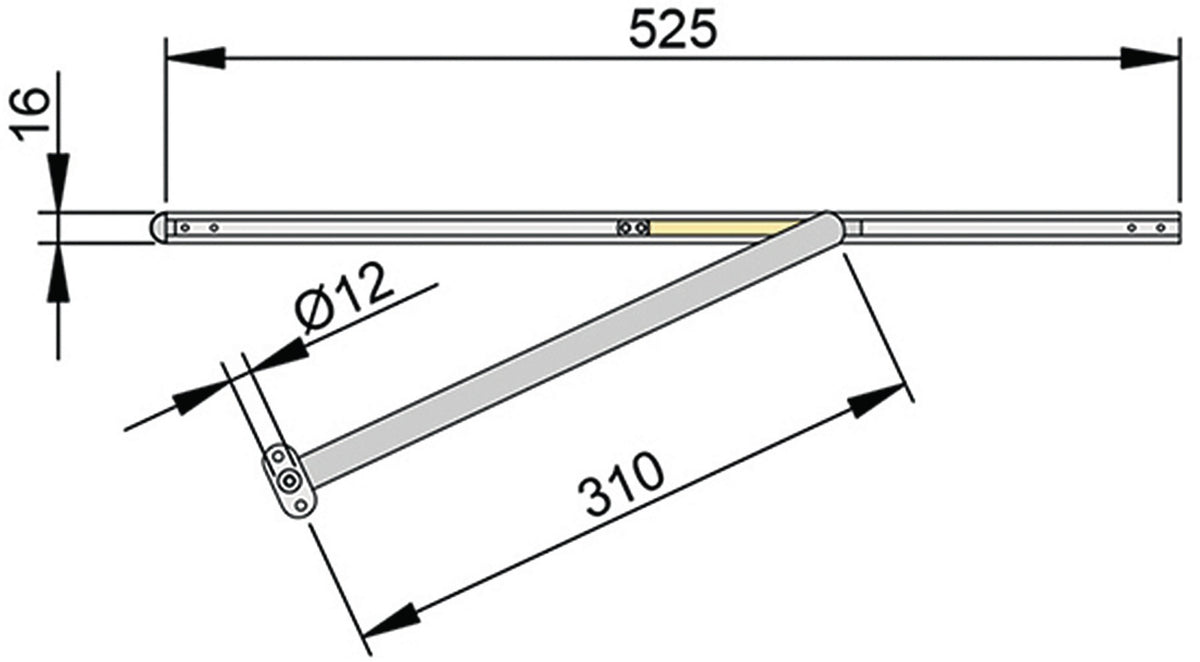 ATHMER Türöffnungsbegrenzer Porti für Holztüren, 120°, 720-1110 mm, Holz- und Metallzargen