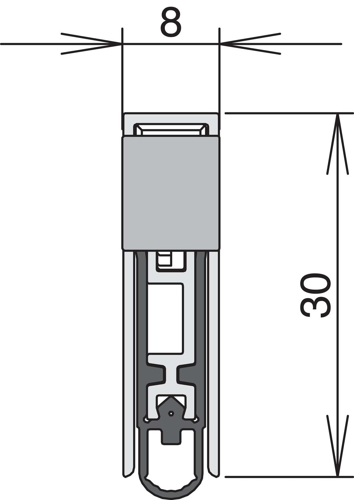 ATHMER Schall-Ex L-8/30 WS Türabsenkdichtung Aluminium silber für Holztüren