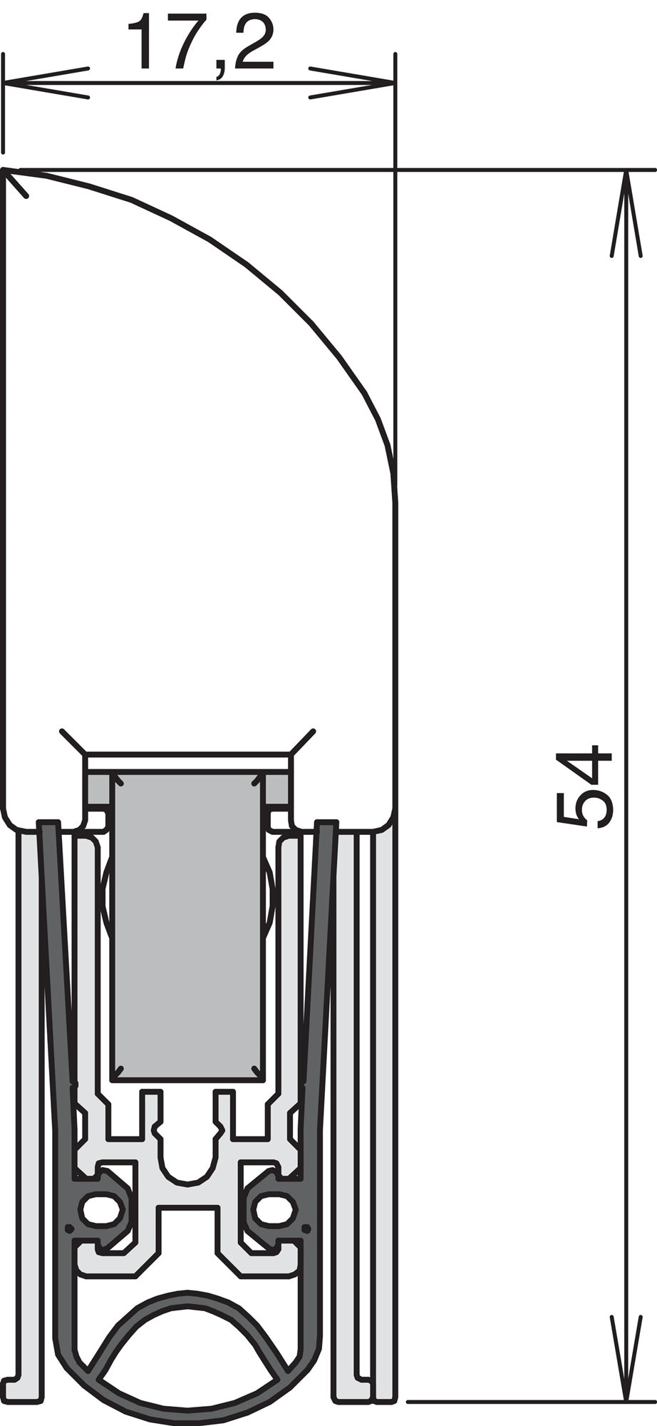 ATHMER Schall-Ex L-15 FS Türabsenkdichtung Aluminium silber eloxiert 805 mm