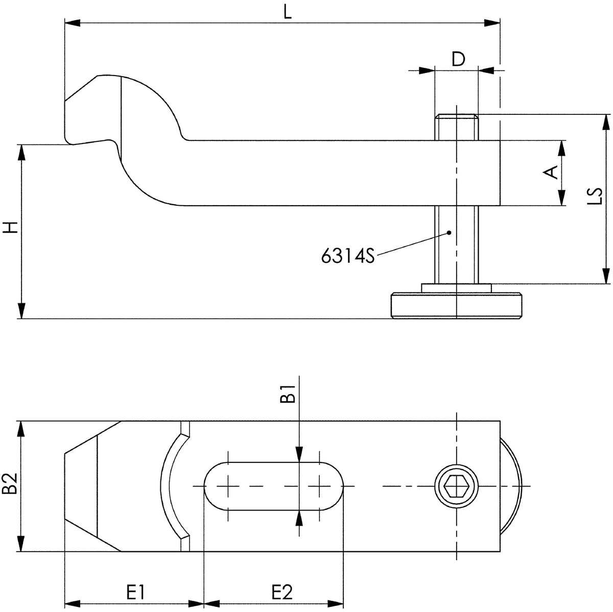 AMF Spanneisen Nr. 6316V für T-Nut 10 mm, Länge 100 mm, gekröpft