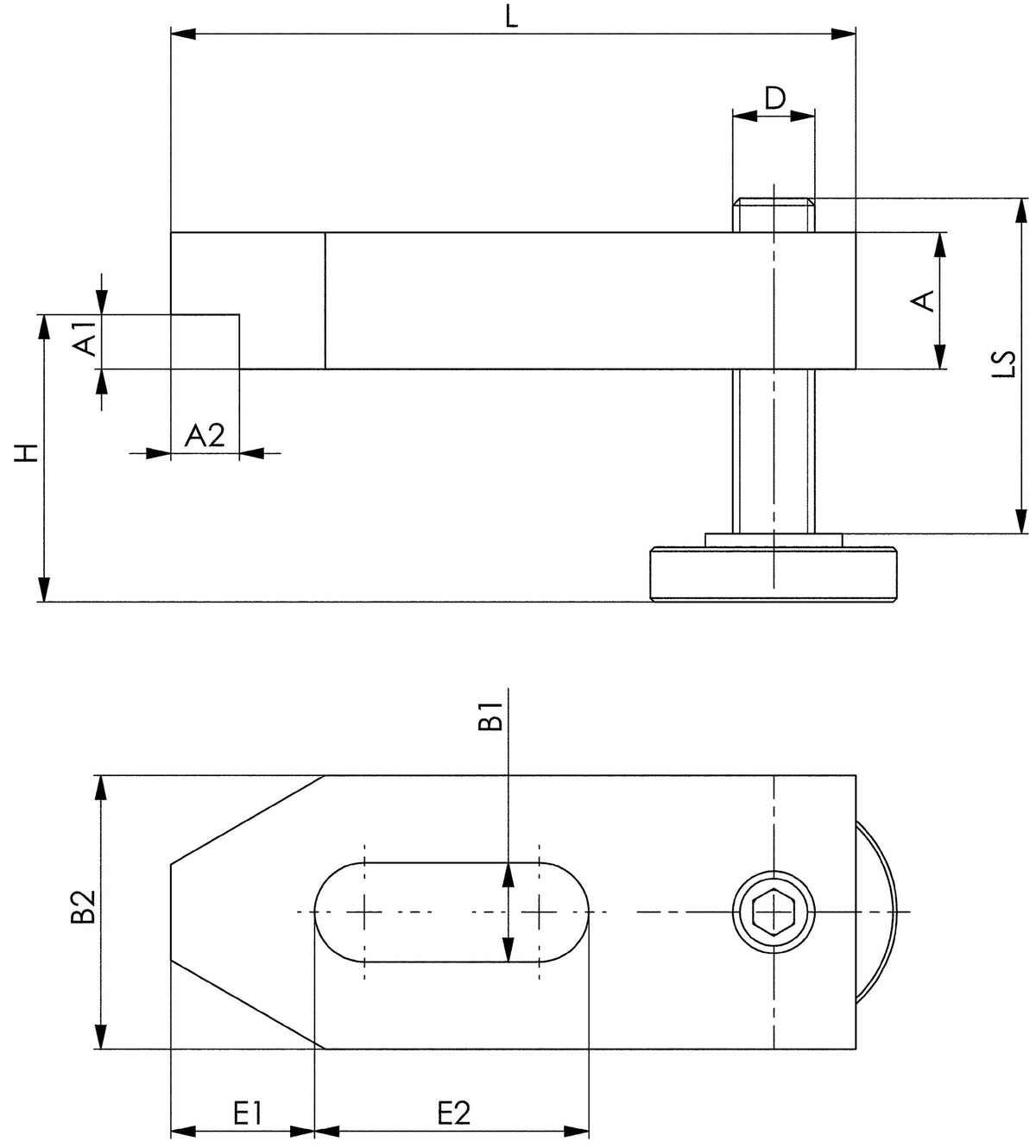 AMF Spanneisen Nr. 6314AV für T-Nut 12 mm, Länge 100 mm, mit verstellbarer Stütz- und Spannschraube M12