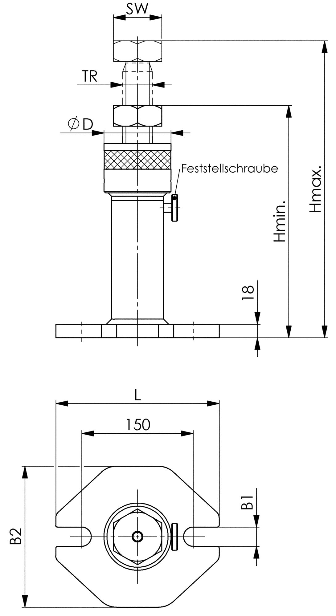AMF Schraubbock Nr. 6438S Gr. 450 – Schnellverstellbar, 320–450 mm, 50 kN