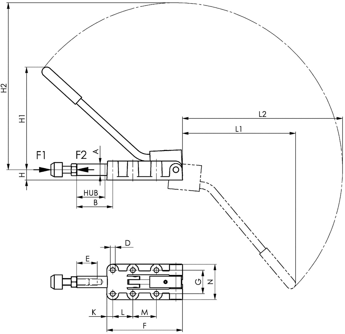 AMF Schubstangenspanner Nr.6842PL Gr.4 schwer – umsteckbarer Handhebel