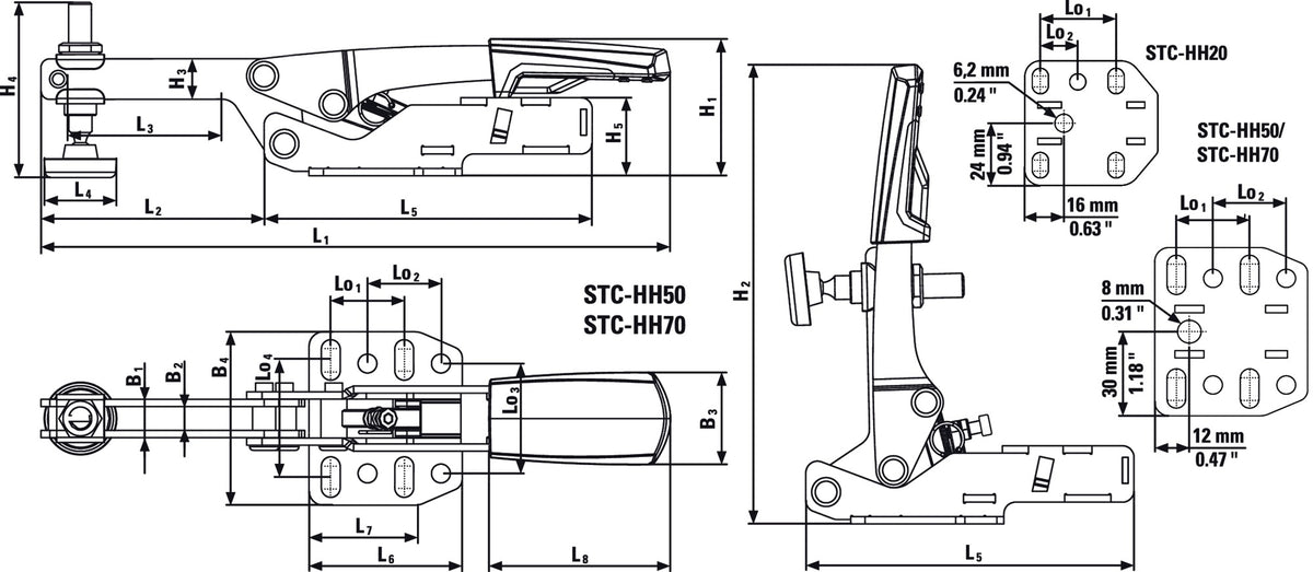 BESSEY Waagrechtspanner STC-HH20 Gr.20 – Automatische Spannhöhenanpassung bis 35 mm