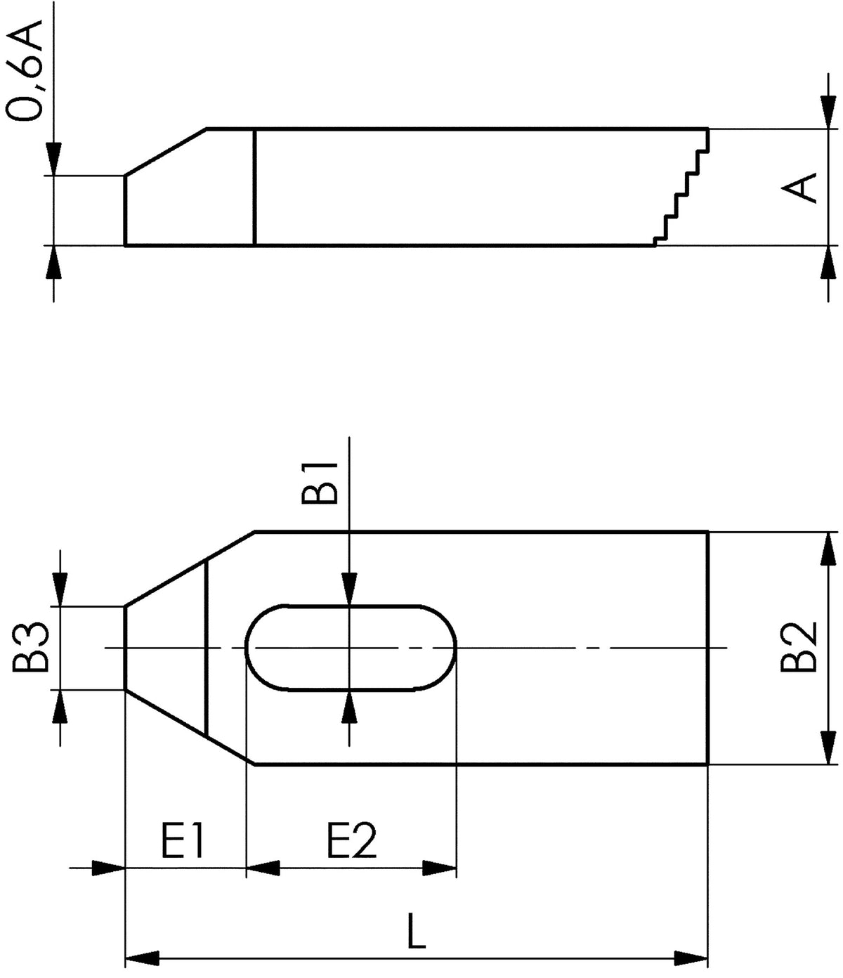 AMF Spanneisen Nr. 6314Z mit Treppenzähnen für T-Nut 6 mm, Länge 80 mm