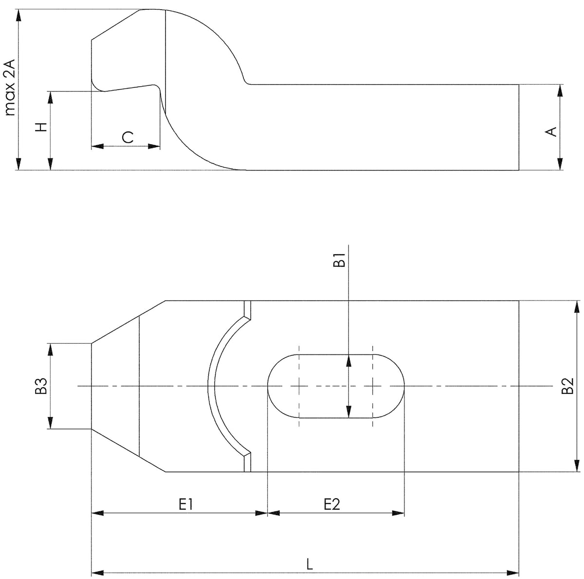 AMF Spanneisen DIN 6316 für T-Nut 36 mm, Länge 250 mm, gekröpft