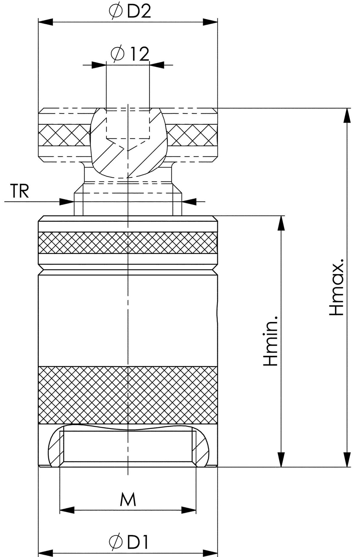 AMF Schraubbock Nr. 6400 Gr. 50 mit flacher Auflage, Höhe 38–50 mm, Tragfähigkeit 25 kN