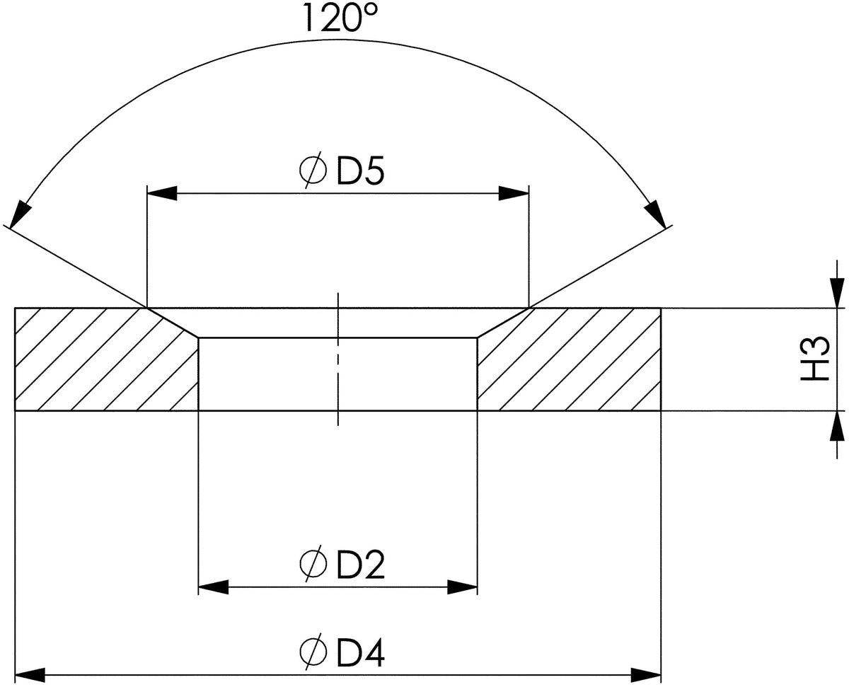 AMF Kegelpfanne DIN 6319G für M30 Schrauben, Bohrung 35 mm, Kegelwinkel 120°