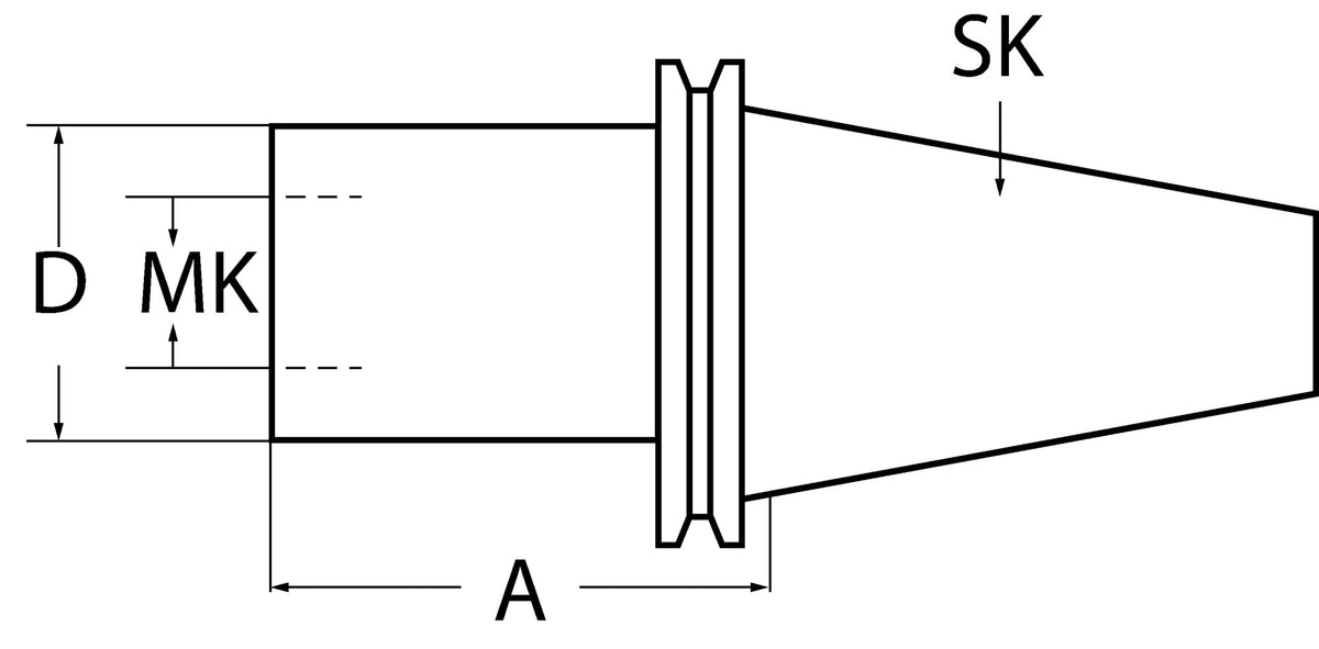 PROMAT Kegelhülse DIN 69871AD SK40 MK2 Auskraglänge 50mm