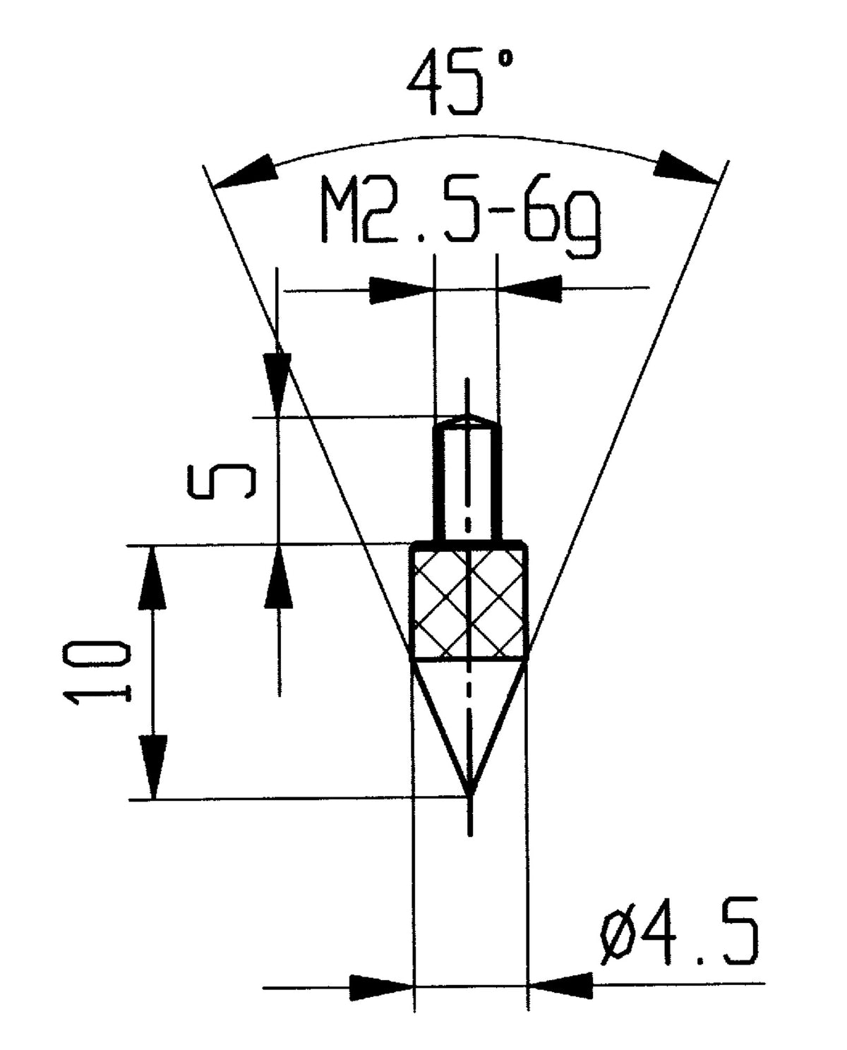 KÄFER Messeinsatz Stift 1,5 mm Ø, 30 mm Länge, M2,5 Gewinde – Passend für Messuhren