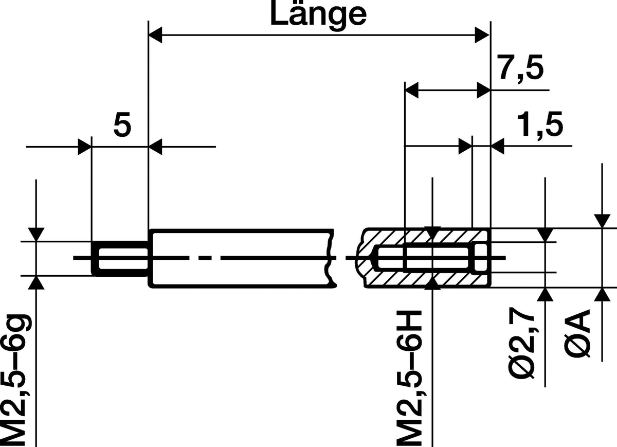 KÄFER Verlängerungsstück 10 mm für Messuhren – Messbolzen-Ø 4 mm