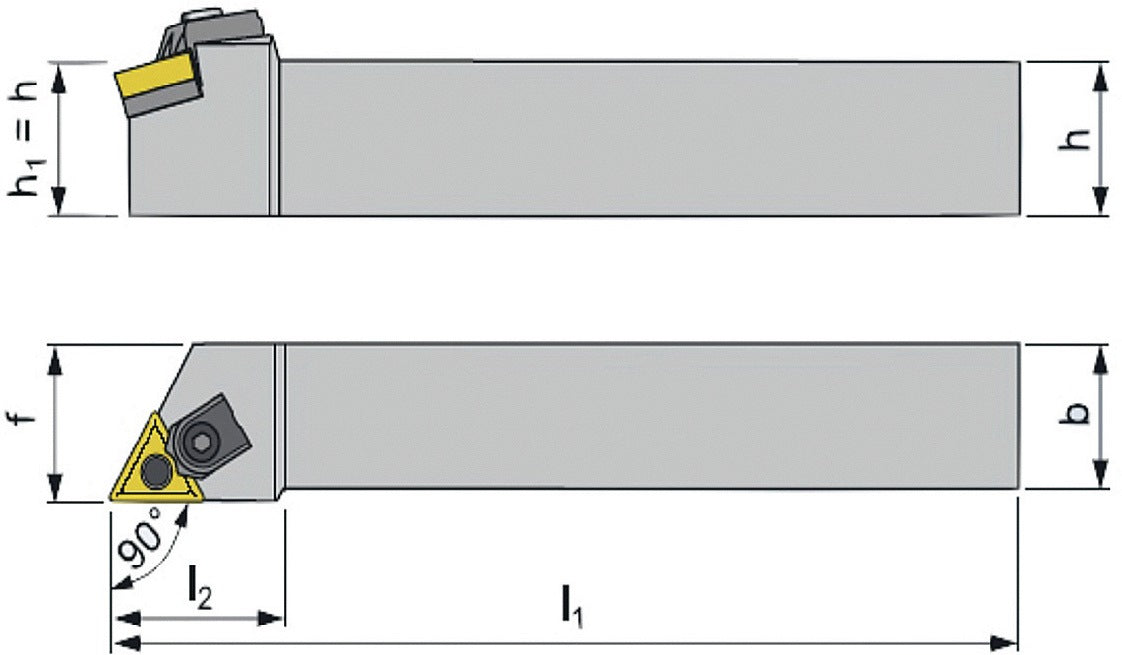 PROMAT Klemmdrehhalter MTJNR 2020 K16 rechts – Außendrehen, vernickelt, 125 mm
