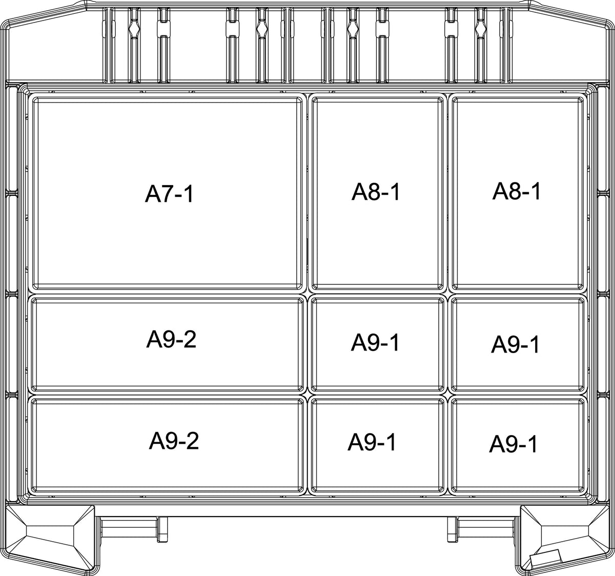 RAACO Sortimentskoffer boxxser 241x225x55 mm mit 9 Fächern und Profilraster