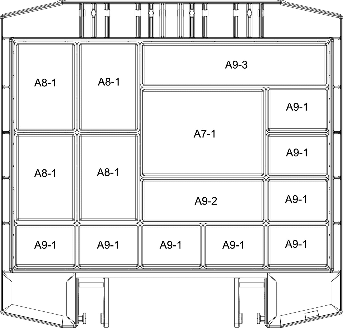 RAACO Sortimentskoffer boxxser 241x225x55 mm mit 9 Fächern und Profilraster