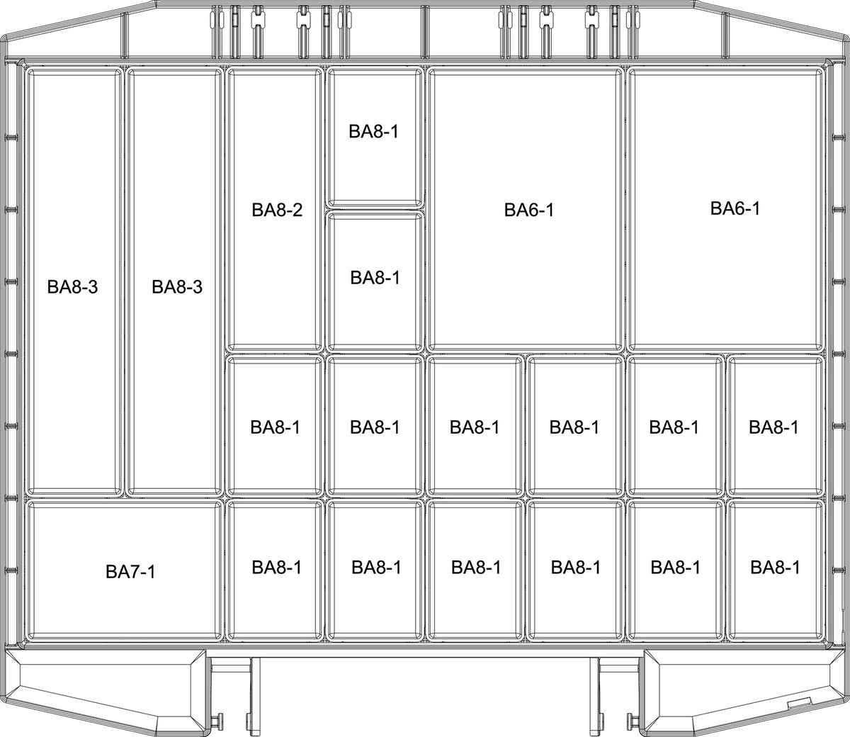 RAACO Sortimentskoffer boxxser 241x225x55 mm mit 9 Fächern und Profilraster
