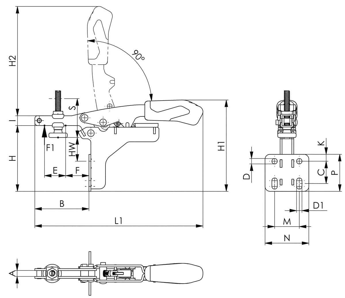 AMF Waagrechtspanner Nr. 6871 Gr.20 Winkelfuß – Schnellspanner mit Ausgleichsfunktion