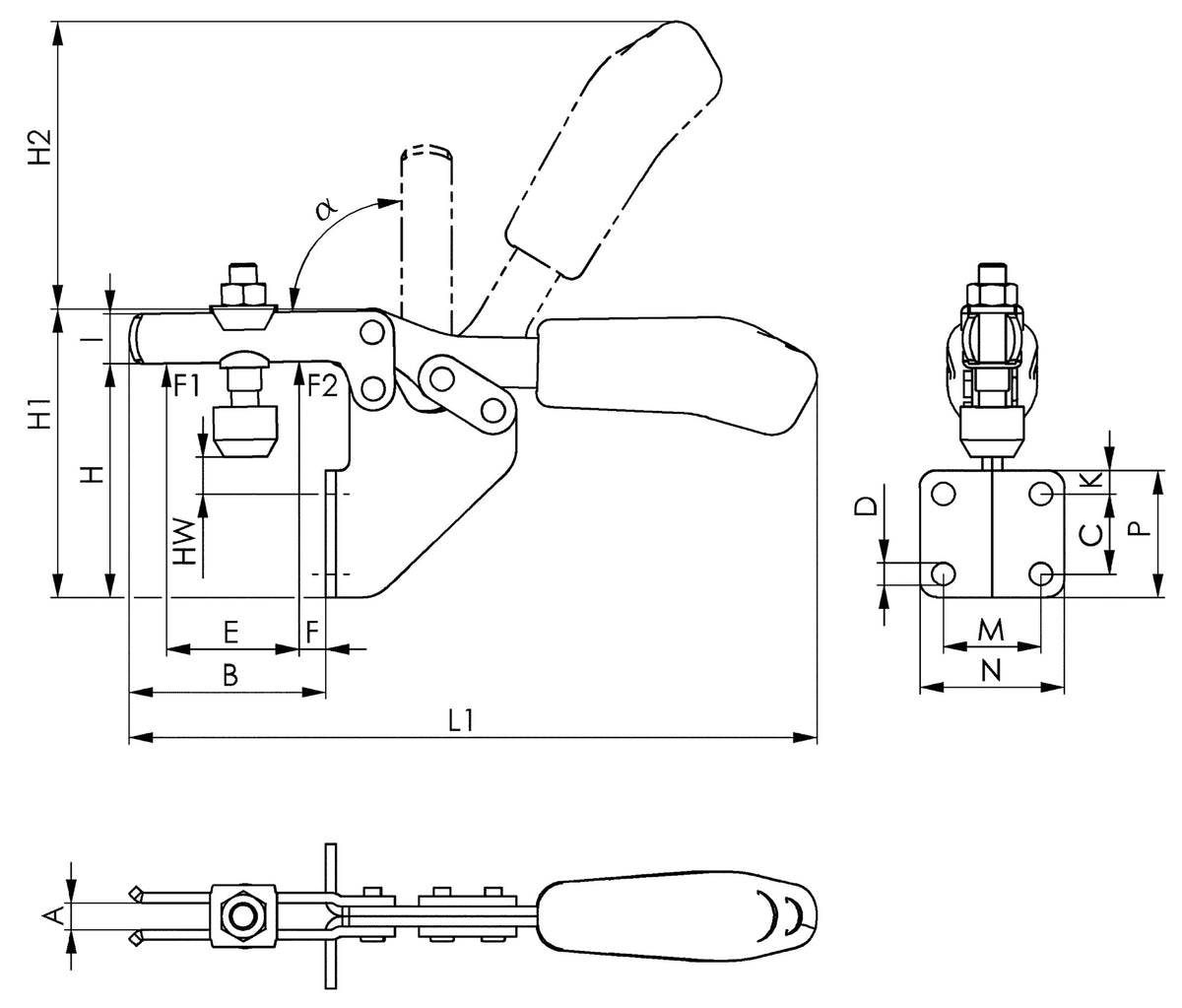 AMF Waagrechtspanner Nr. 6833 Gr.1 mit Winkelfuß – Präzise Spanntechnik