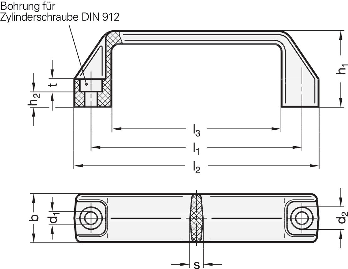Bügelgriff GN 528 von GANTER – glasfaserverstärkter PA-Kunststoff, 117 mm, schwarz RAL 9005