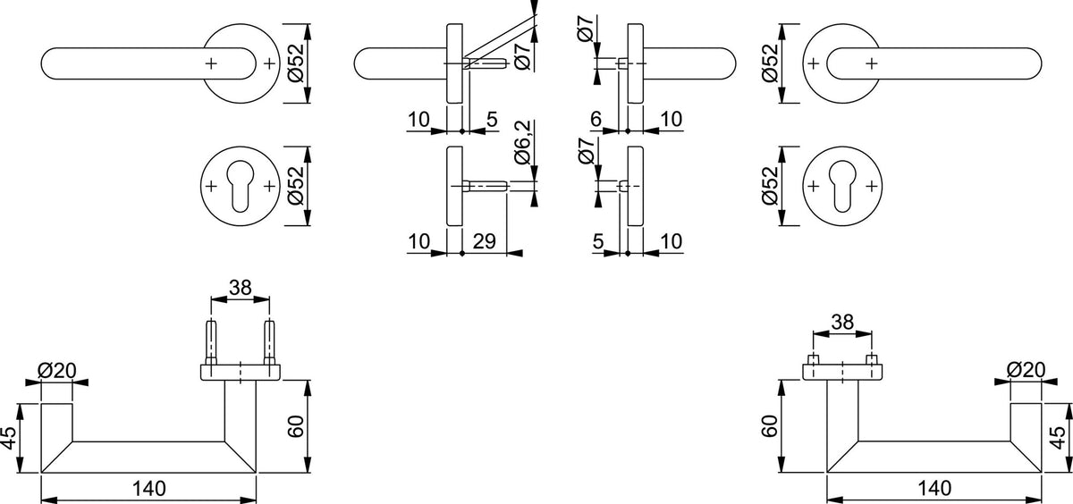 HOPPE Feuerschutz-Rosettengarnitur Rotterdam FS-E1401/42H/42HS Edelstahl für Innentüren