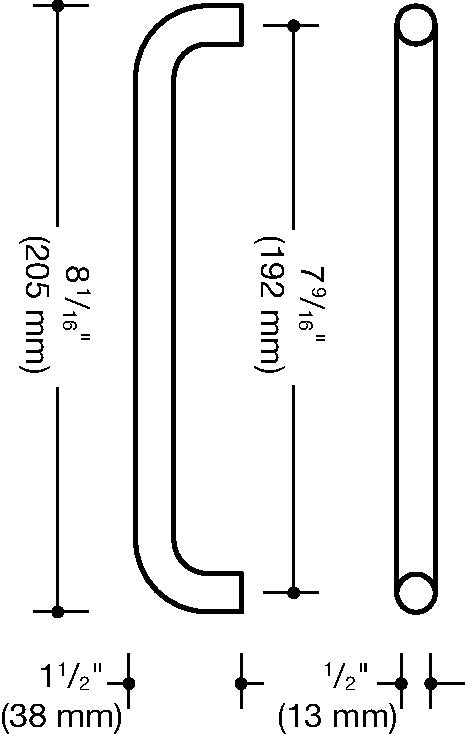 HEWI Möbelgriff PA 90 tiefschwarz matt, 192 mm Befestigungsabstand, Ø 13 mm, Polyamid