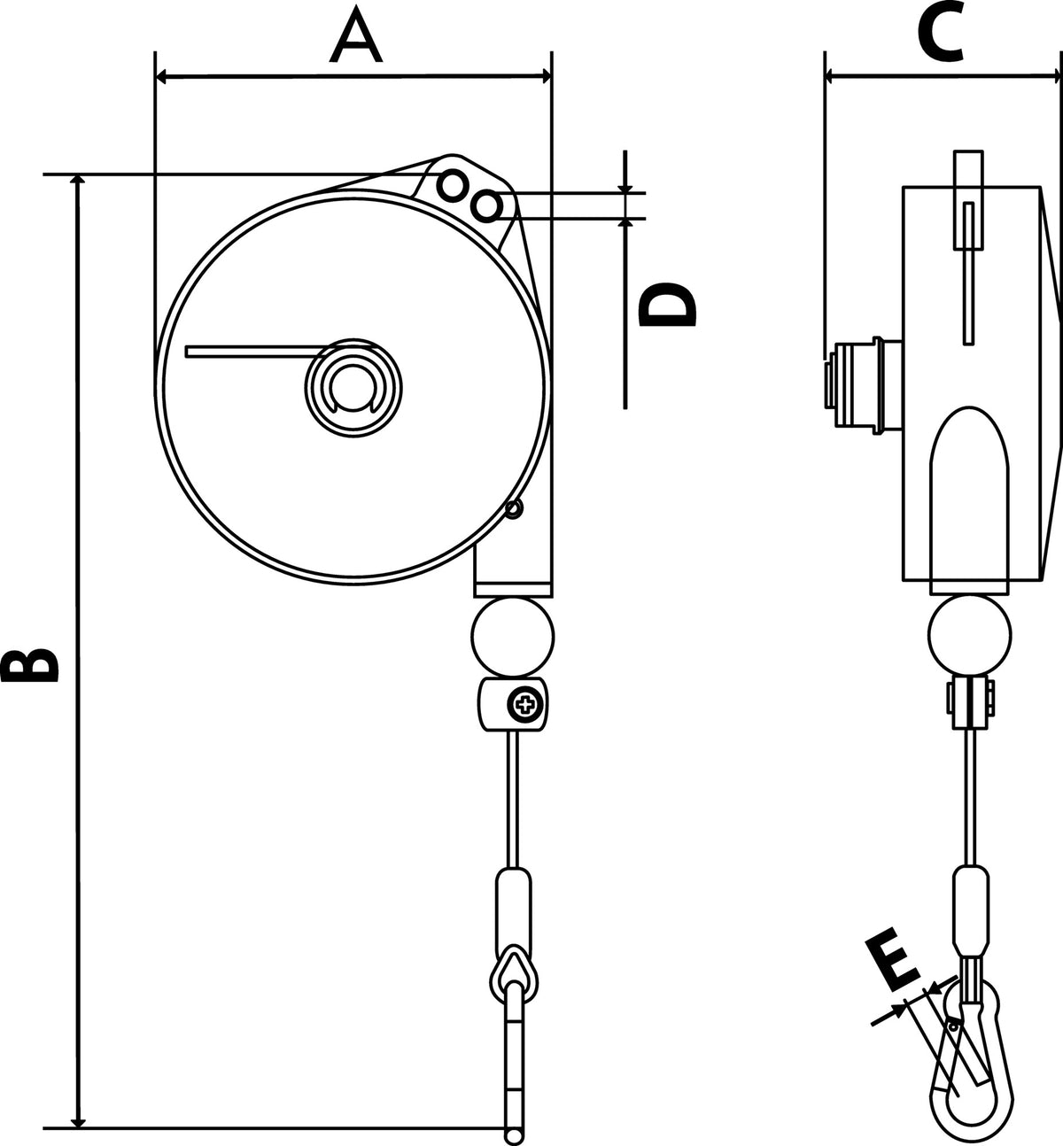 PLANETA Federzug TCN 9311 mit Edelstahl-Drahtseil, 1,6 m Seillänge, Tragfähigkeit 0,4-1 kg