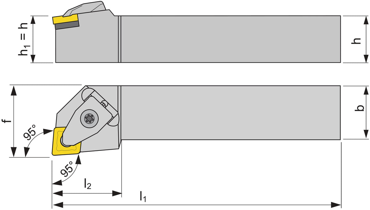 TECWERK Klemmdrehhalter DCLNR2020K12 für Außendrehen – rechts, vernickelt, Pratzenklemmung