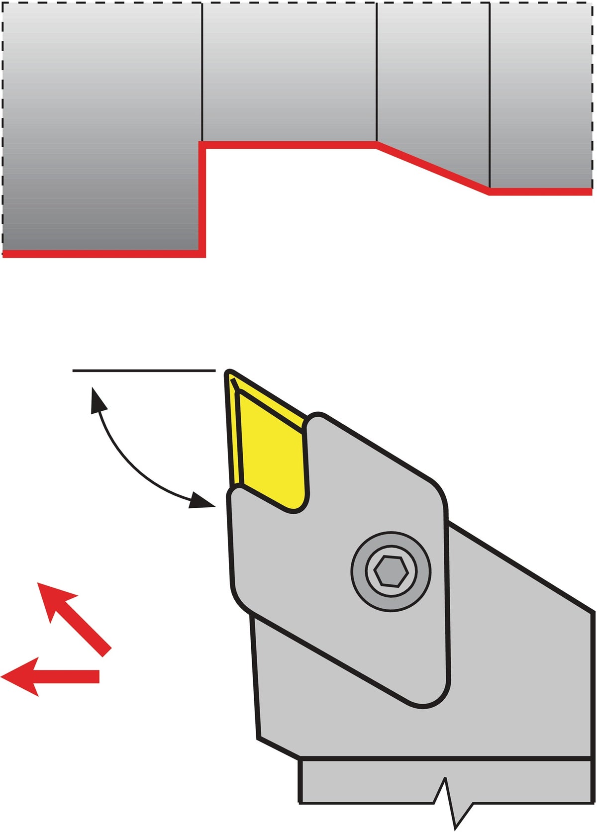 TECWERK Klemmdrehhalter CKJNR2525M16 rechts Außendrehen – vernickelt, Pratzenklemmung