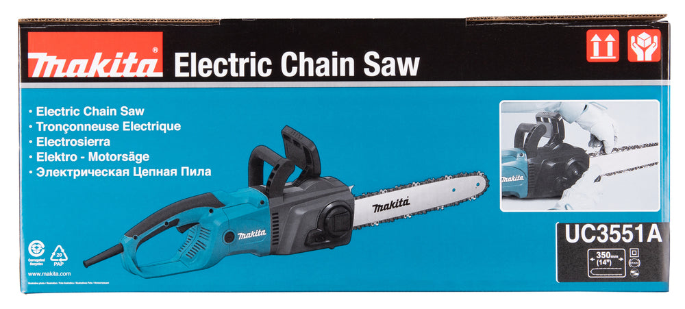 Makita Elektro-Kettensäge – 2.000 W, 35 cm Schwert, 14,5 m/s Kettengeschwindigkeit - UC3551A