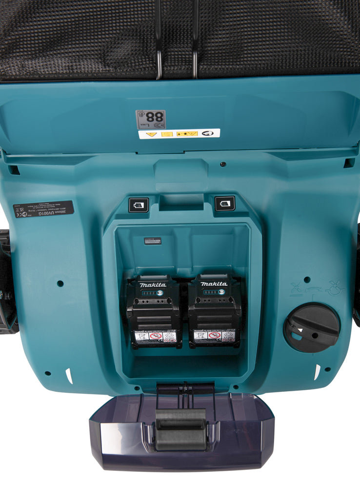 Makita Akku-Vertikutierer – 38 cm Arbeitsbreite, 50L Fangkorb & 2 Akku-Steckplätze - UV001GZ