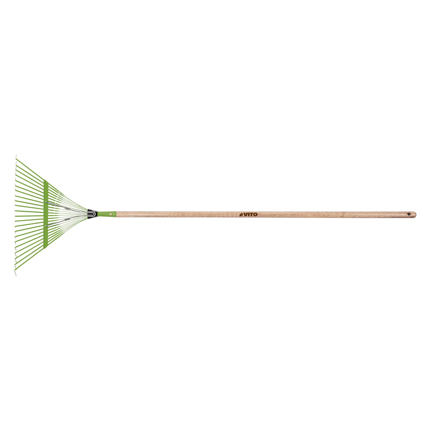 VITO Laubrechen Metall - Laubbesen mit Stiel - Rasenharke 45 cm, 22 Flachzinken