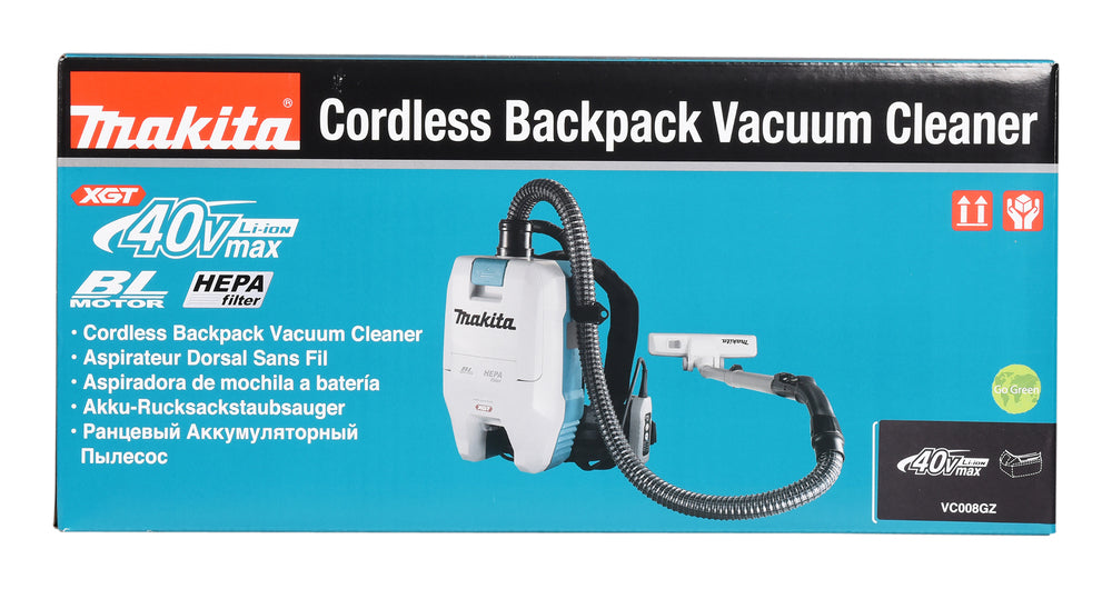 Makita Akku-Rucksackstaubsauger – 2L Behälter, HEPA-Filter & 4-stufige Saugkraft - VC008GZ
