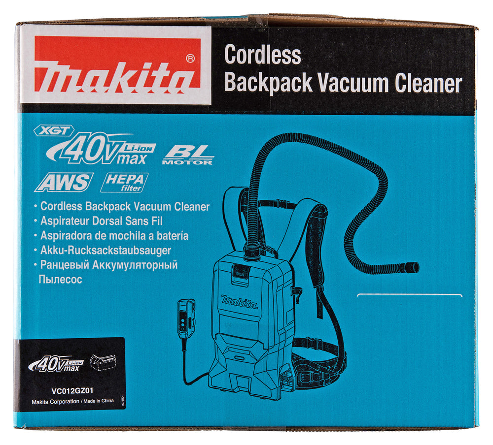 Makita Akku-Rucksackstaubsauger 40V – mit AWS, HEPA-Filter & Memory-Saugkraft - VC012GZ01