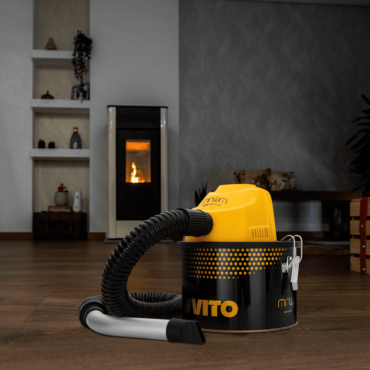 VITO Mini Staubsauger für Pellets - Mini Pellets Aschesauger 800w 4L bis 40°C - VIAC4