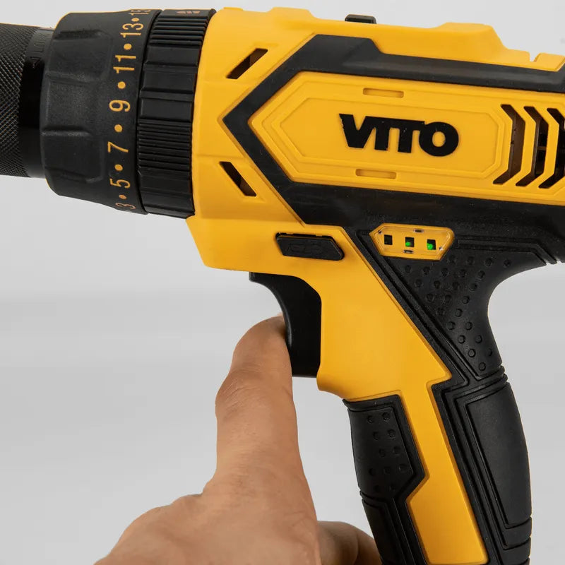 VITO Akku- Schlagbohrschrauber 18V inkl. 2Ah Akkus, Ladegerät, Koffer