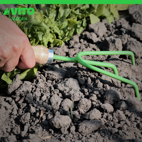 VITO Vintage Handkralle, Blumenkralle, Unkrautkralle - hochwertig aus Stahl