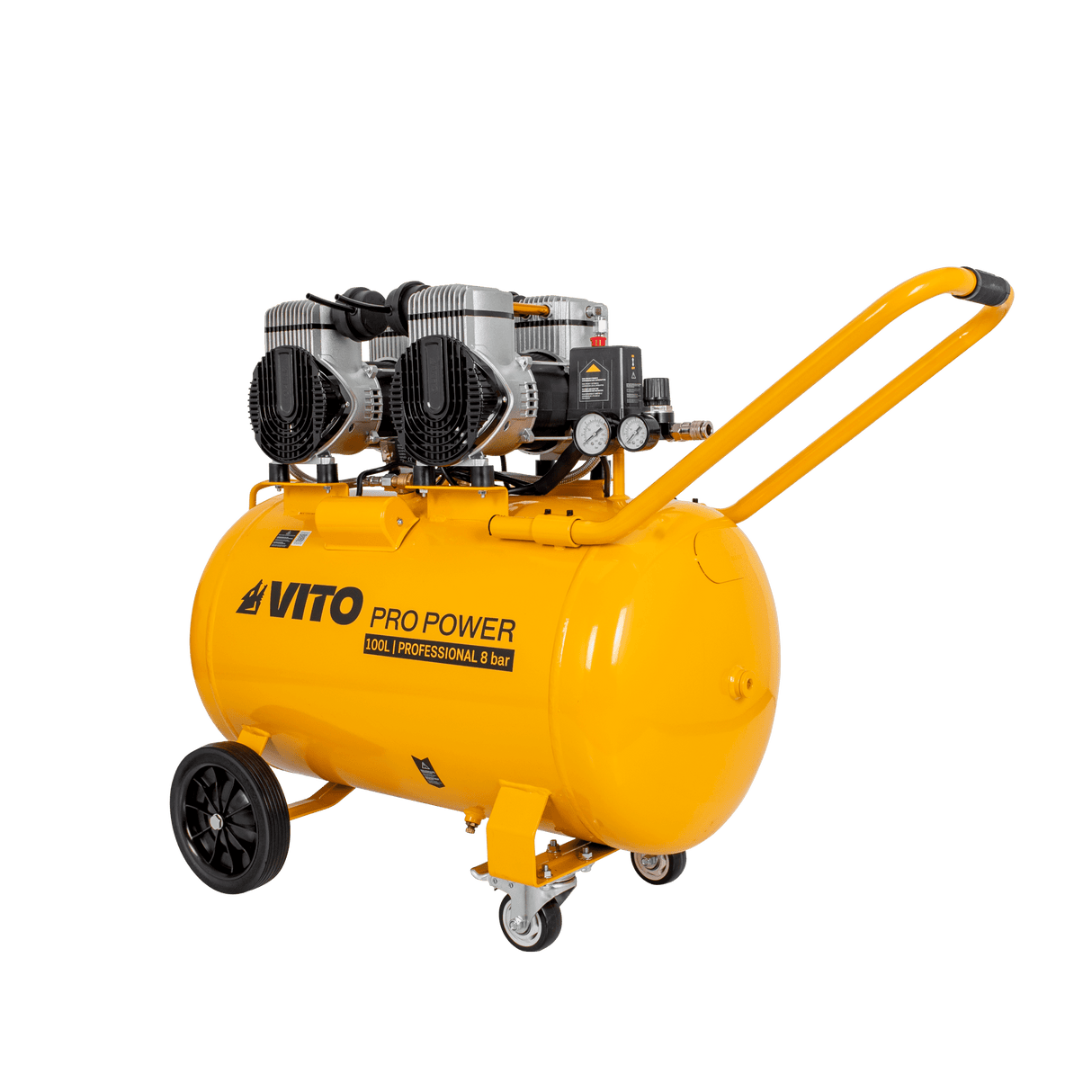 VITO Flüsterkompressor 100 Liter 3000W Ölfreier Kompressor 4PS 472L/Min Silent 8bar/115psi, Leise Kompressor