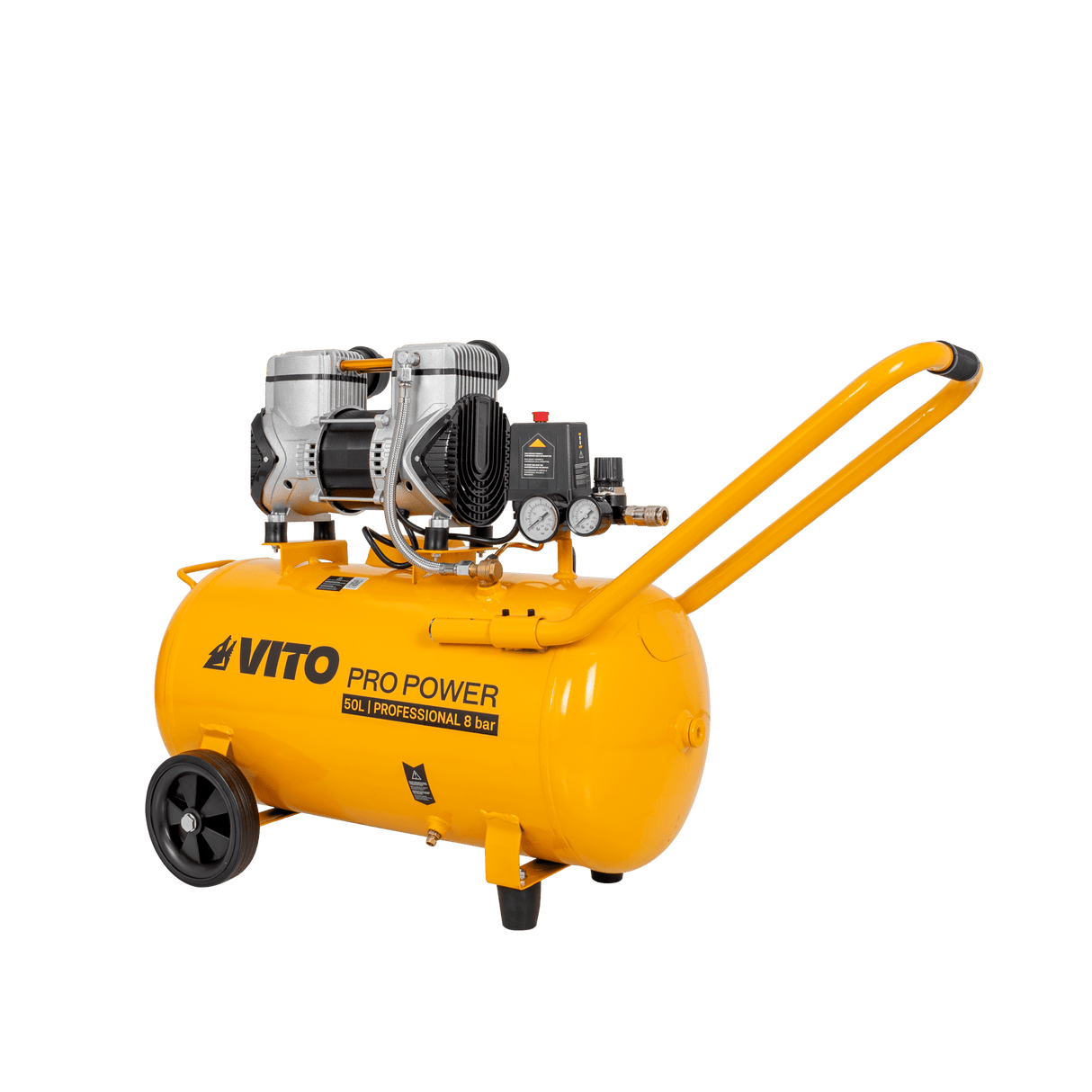 VITO Flüsterkompressor 50 Liter 2.850 U/Min 236L/Min Ölfreier Kompressor 1500W Silent Kompressor 8bar/115psi - VICSOS50A
